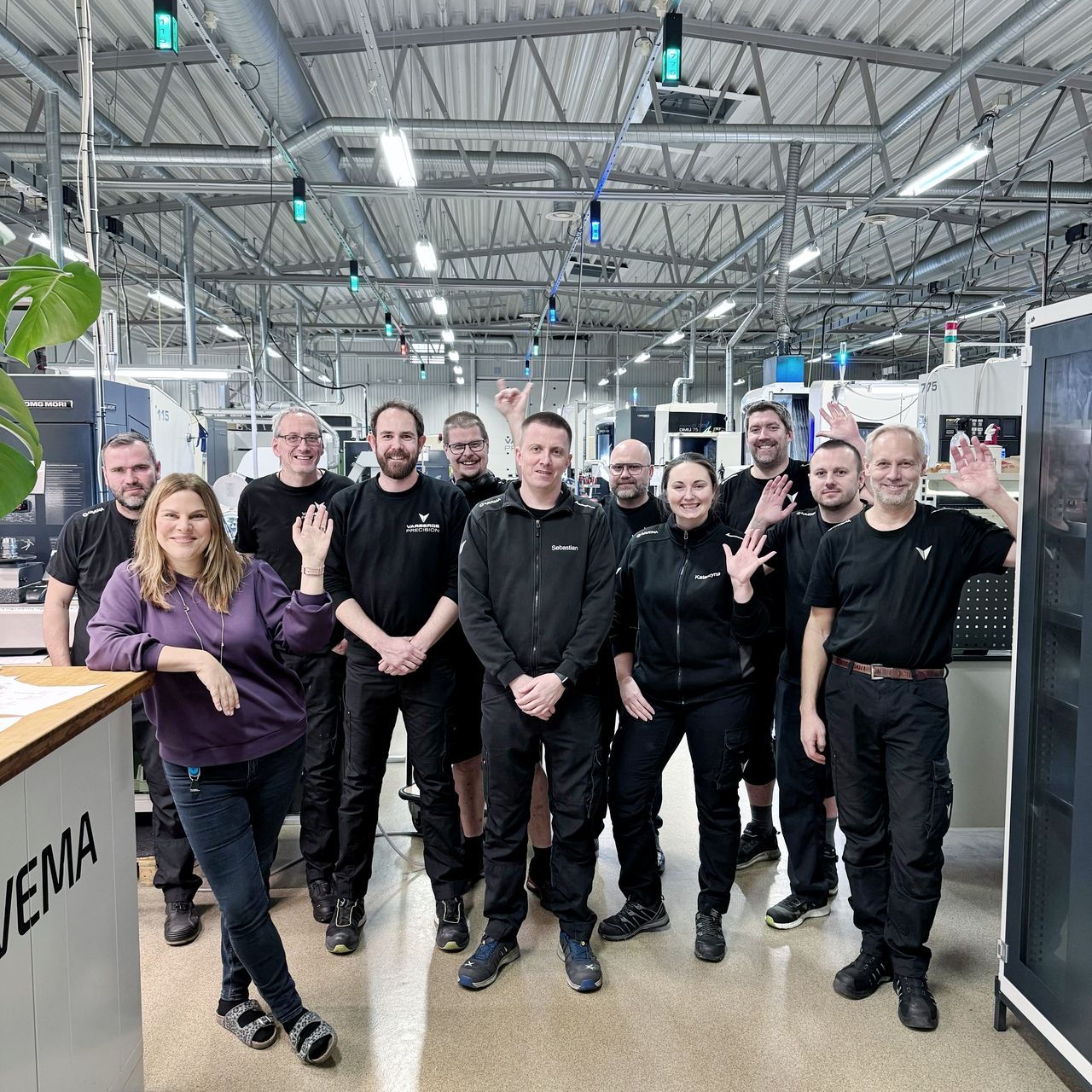 The Varbergs Precision team gathered in the workshop